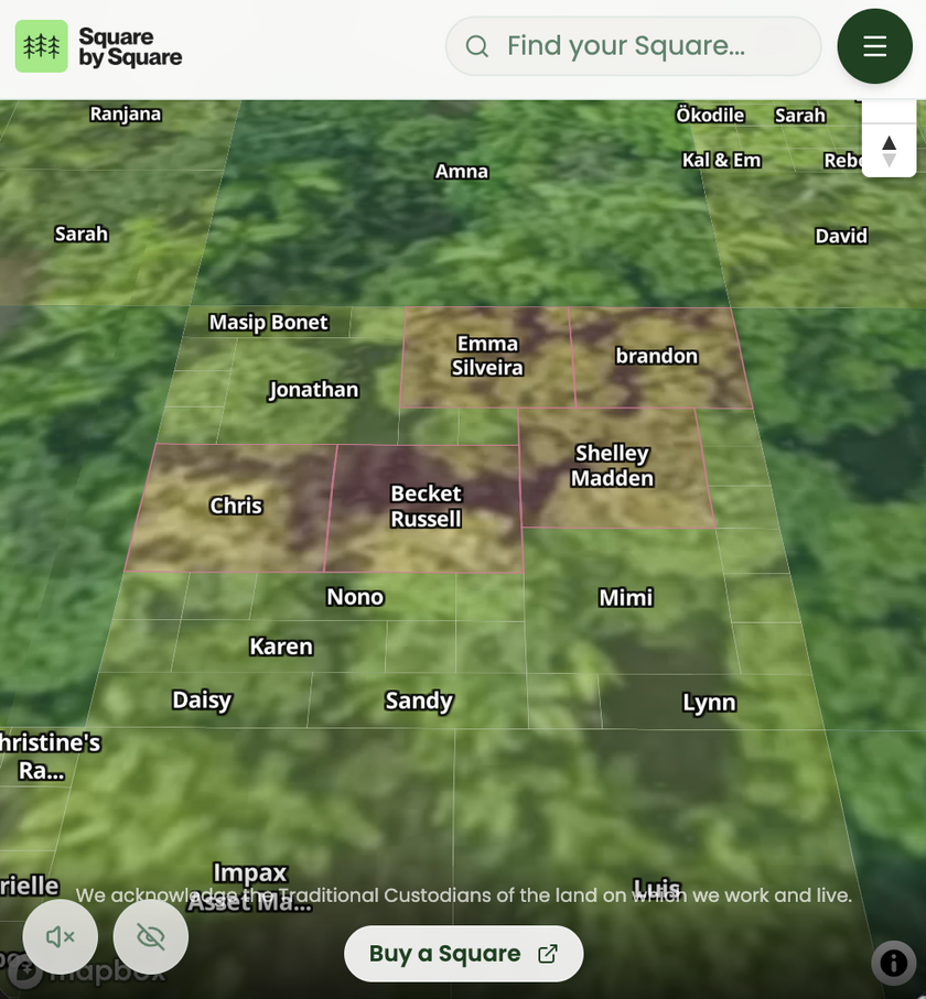 The live map, showing named Squares on the Djarawong grid